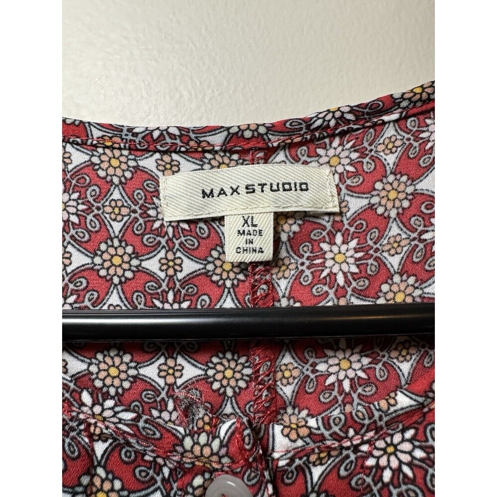 Max Studio Flutter Sleeve Blouse In Red Size Xl B… - image 5